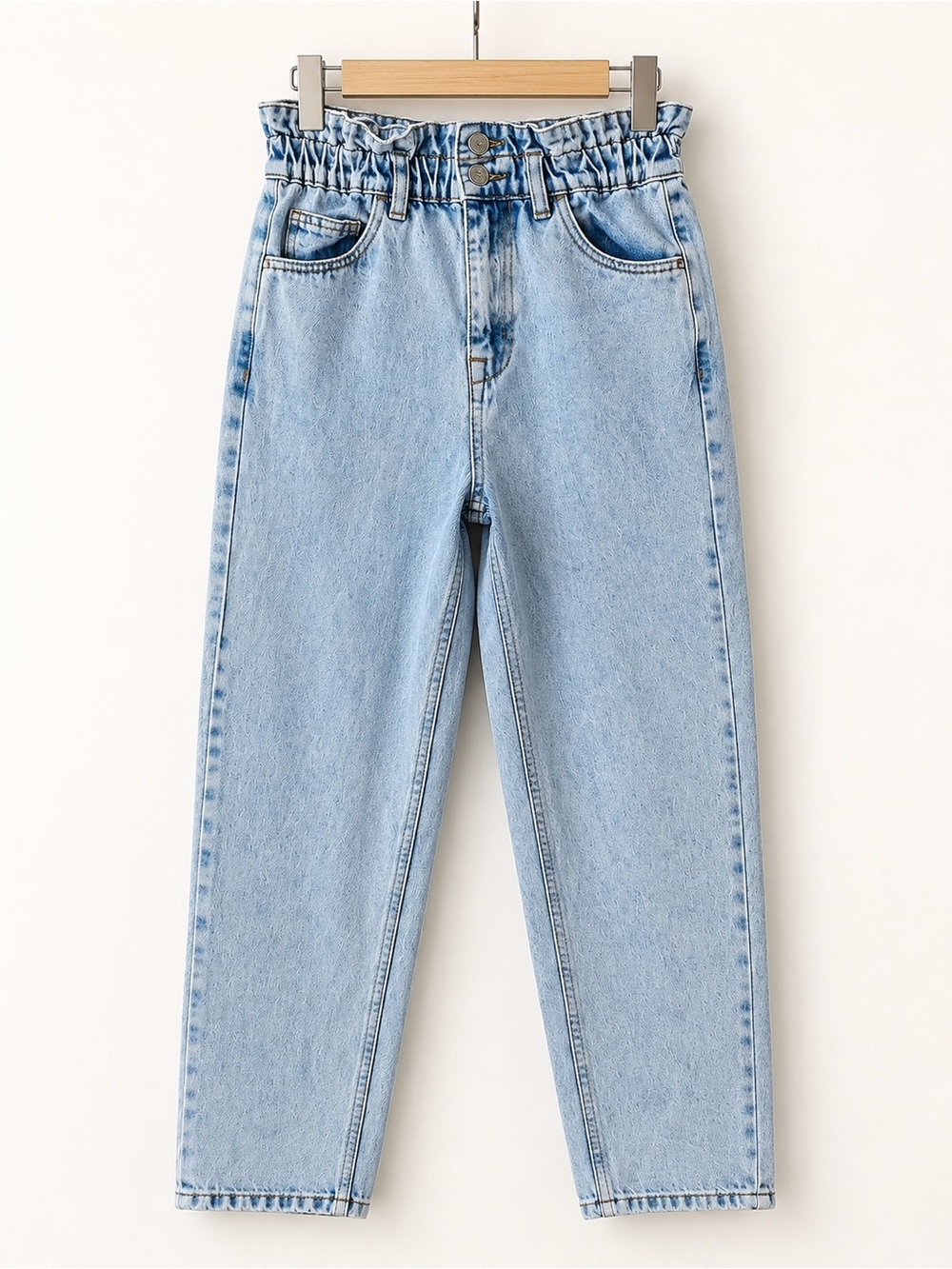 Refuge Denim Paper Bag Waist Jeans Size S Light Wash